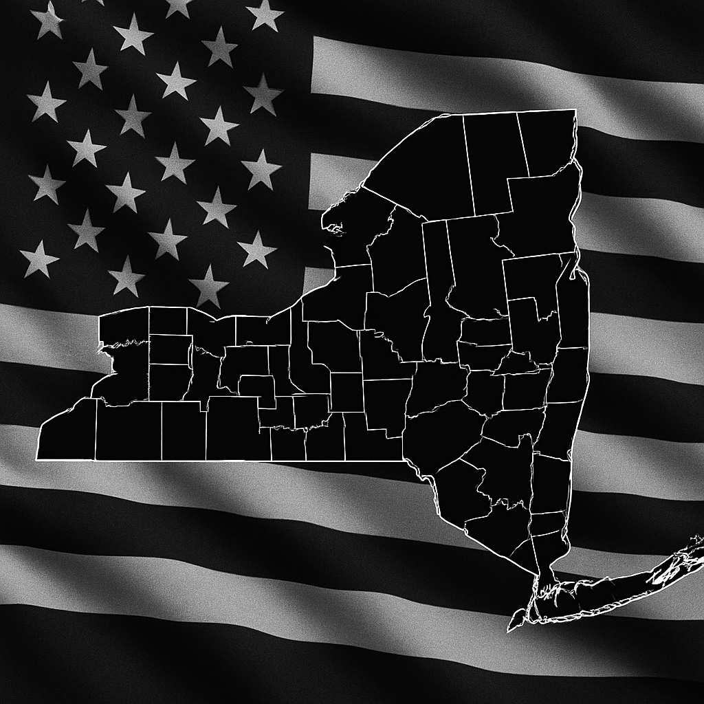 Black Flag with New York Outline